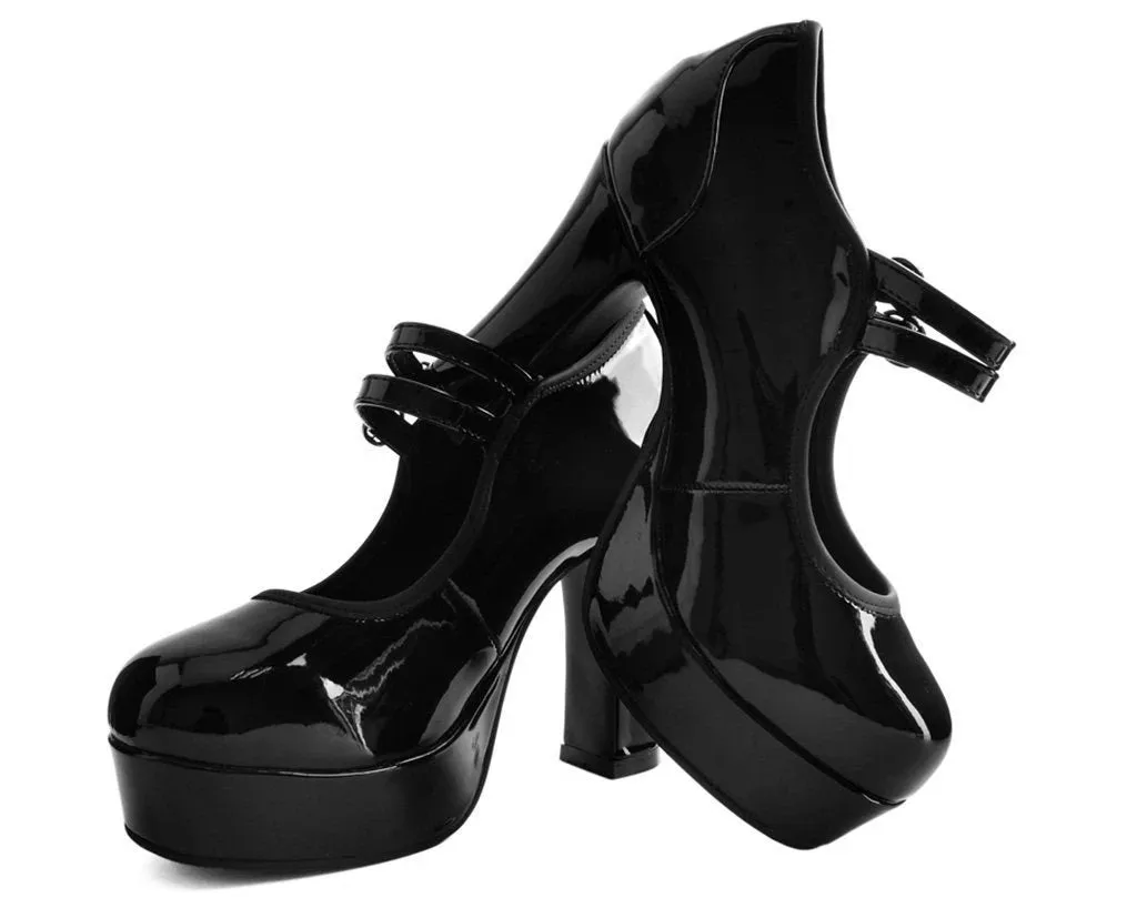 TUK A9448L Black Patent Double Strap Classic Platform Heel sold by Shoe Freaks product image thumbnail 2