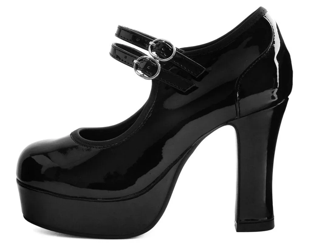 TUK A9448L Black Patent Double Strap Classic Platform Heel sold by Shoe Freaks product image thumbnail 3