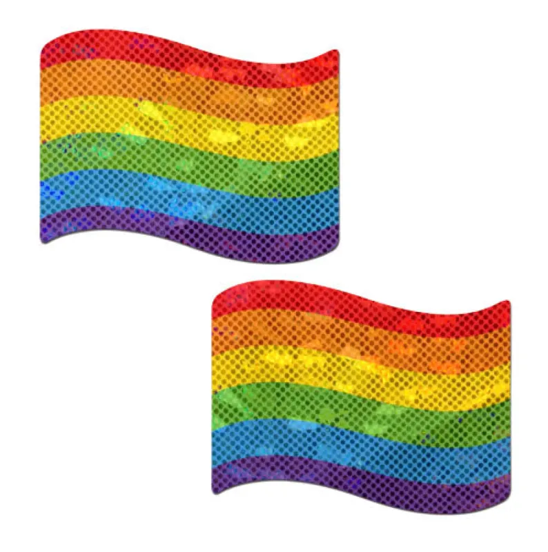 Flag: Gay Rainbow Waving Flag Nipple Pasties sold by Shoe Freaks