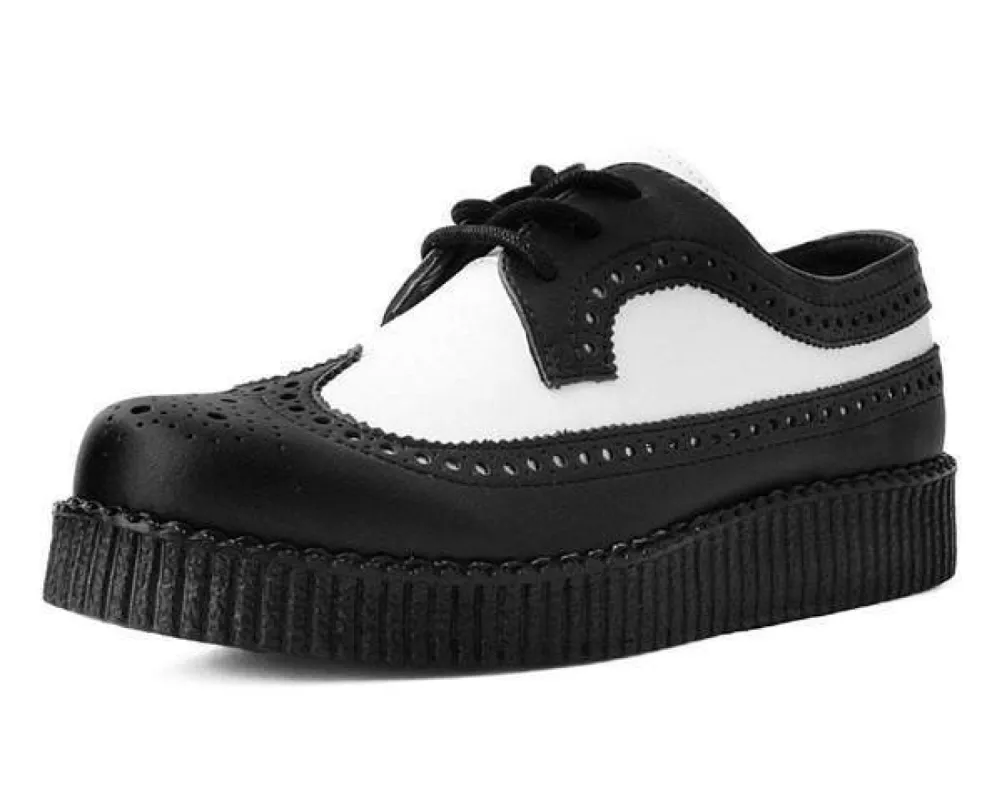 TUK F9742 Black & White Wingtip Tie TUKskin™ Viva II Low Creeper sold by Shoe Freaks