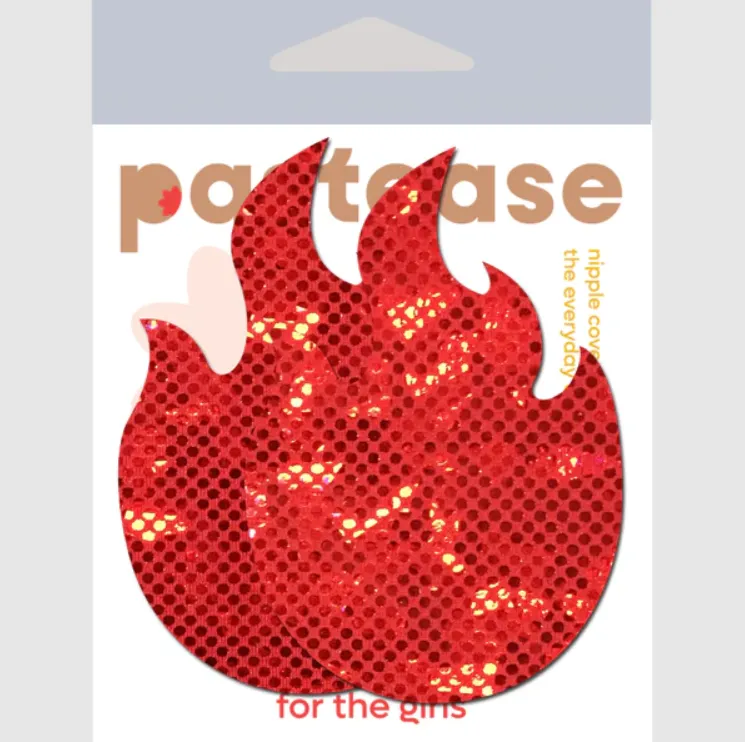 Flame: Red Fire Nipple Pasties Shattered Disco Ball Glitter sold by Shoe Freaks product image thumbnail 3