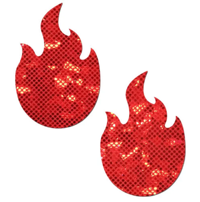 Flame: Red Fire Nipple Pasties Shattered Disco Ball Glitter sold by Shoe Freaks