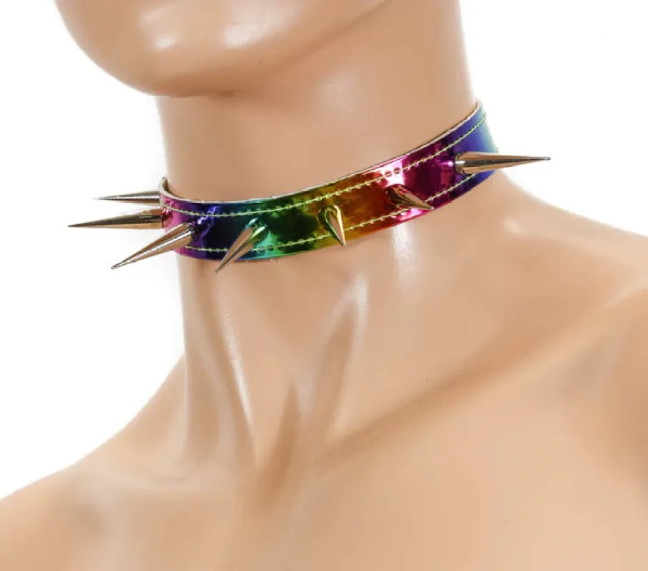 Rainbow Spike Choker sold by Shoe Freaks