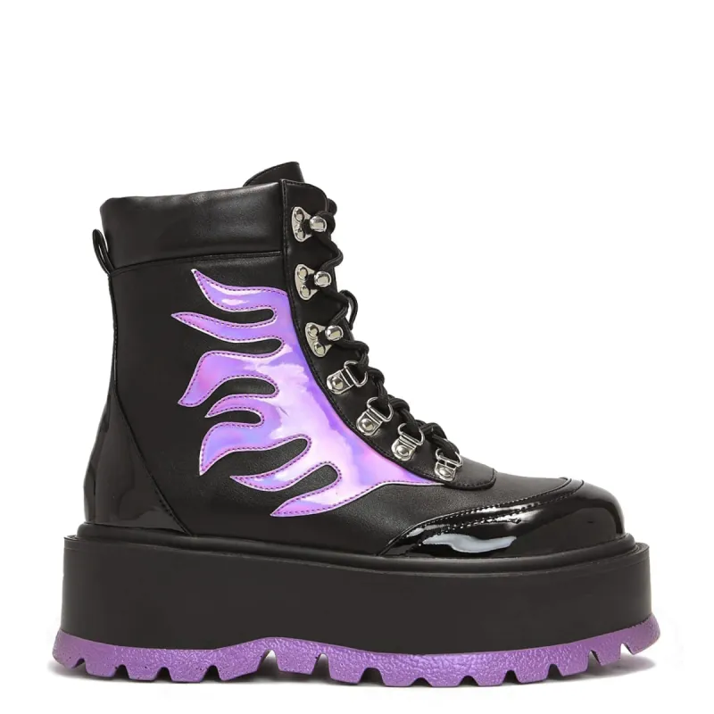 Helios Purple Hologram Flame Boots sold by Shoe Freaks