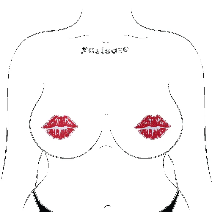 Kisses: Sparkly Red Kissing Puckered Lips Nipple Covers sold by Shoe Freaks product image thumbnail 3