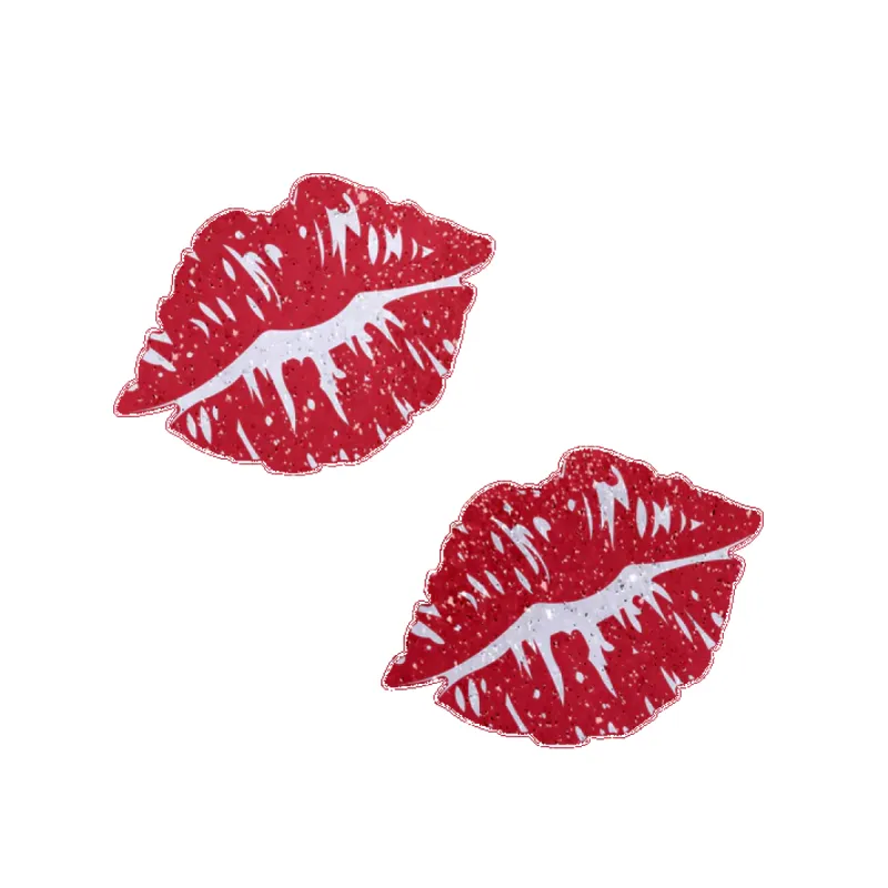 Kisses: Sparkly Red Kissing Puckered Lips Nipple Covers sold by Shoe Freaks
