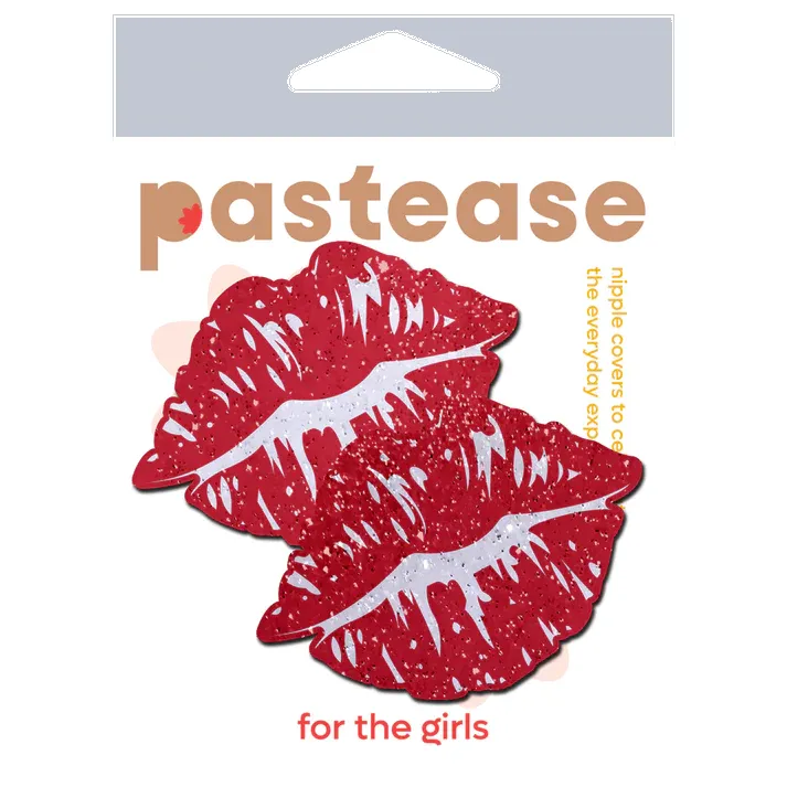 Kisses: Sparkly Red Kissing Puckered Lips Nipple Covers sold by Shoe Freaks product image thumbnail 5