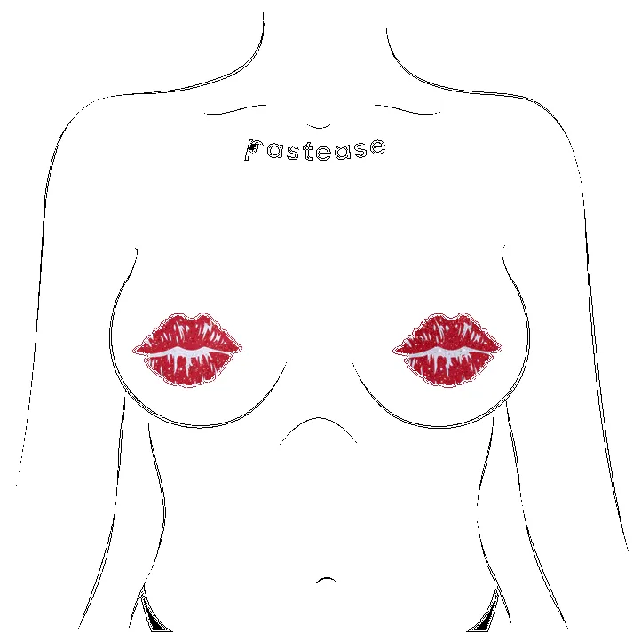 Kisses: Sparkly Red Kissing Puckered Lips Nipple Covers sold by Shoe Freaks product image thumbnail 2