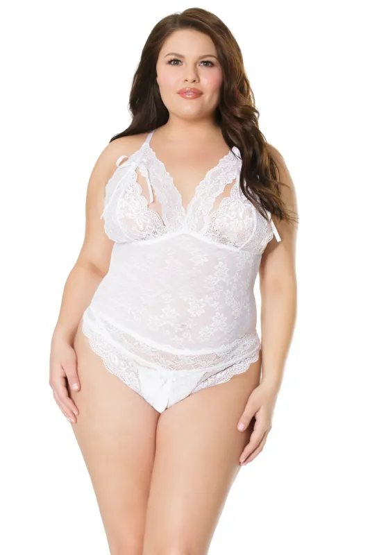 Stretch Lace Crotchless Teddy sold by Shoe Freaks