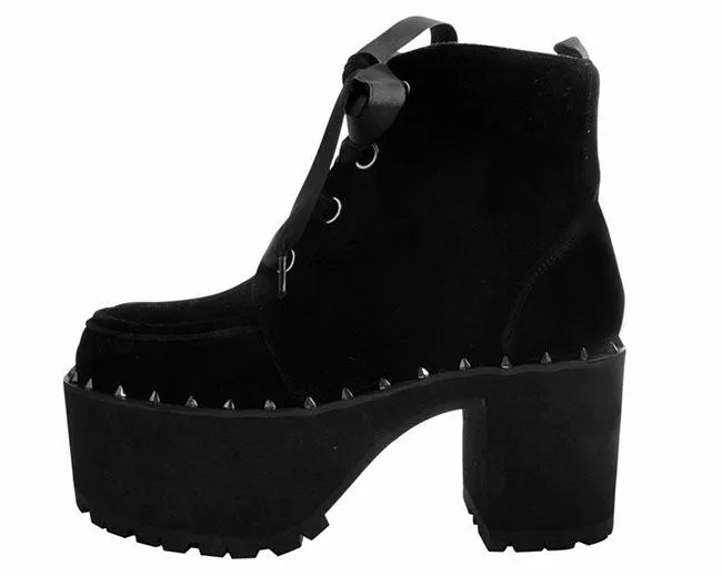 TUK-A9346L Black Velvet Spiked Nosebleed Boot sold by Shoe Freaks product image thumbnail 2