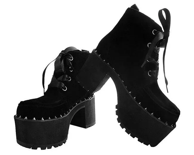 TUK-A9346L Black Velvet Spiked Nosebleed Boot sold by Shoe Freaks product image thumbnail 3