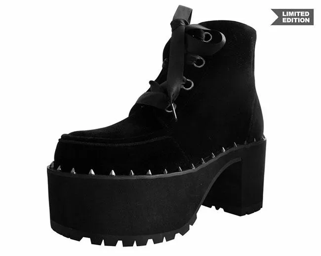TUK-A9346L Black Velvet Spiked Nosebleed Boot sold by Shoe Freaks
