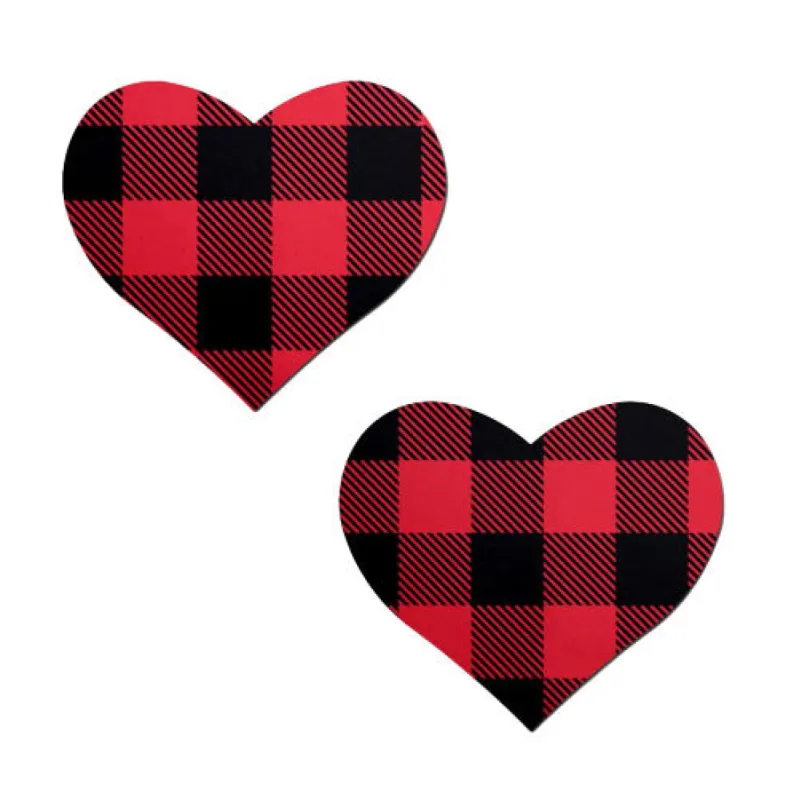 Love: Buffalo Plaid Heart Nipple Pasties sold by Shoe Freaks