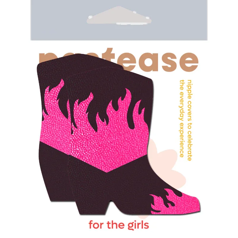 Boots: Neon Pink Flaming Cowboy Boot Nipple Pasties sold by Shoe Freaks product image thumbnail 5