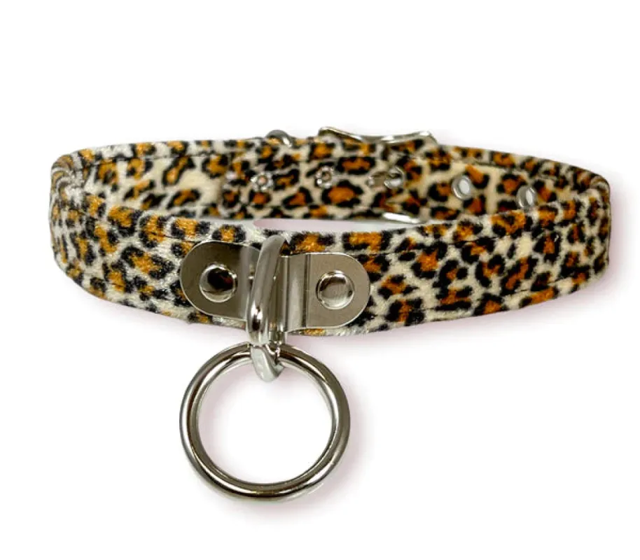 Fuzzy Leopard Bondage Choker sold by Shoe Freaks