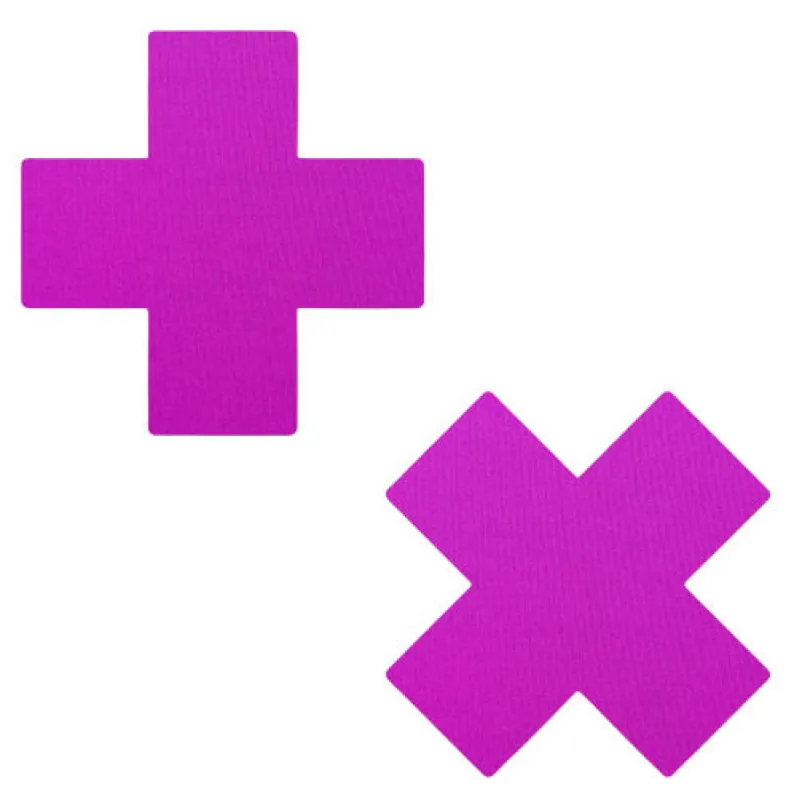 Plus X: Neon Purple Cross Nipple Pasties sold by Shoe Freaks