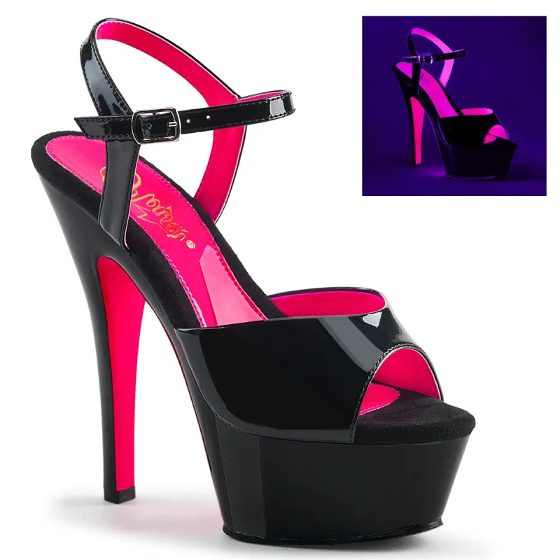 Pleaser Kiss-209TT-Black-Neon Pink-Size 7-Clearance sold by Shoe Freaks