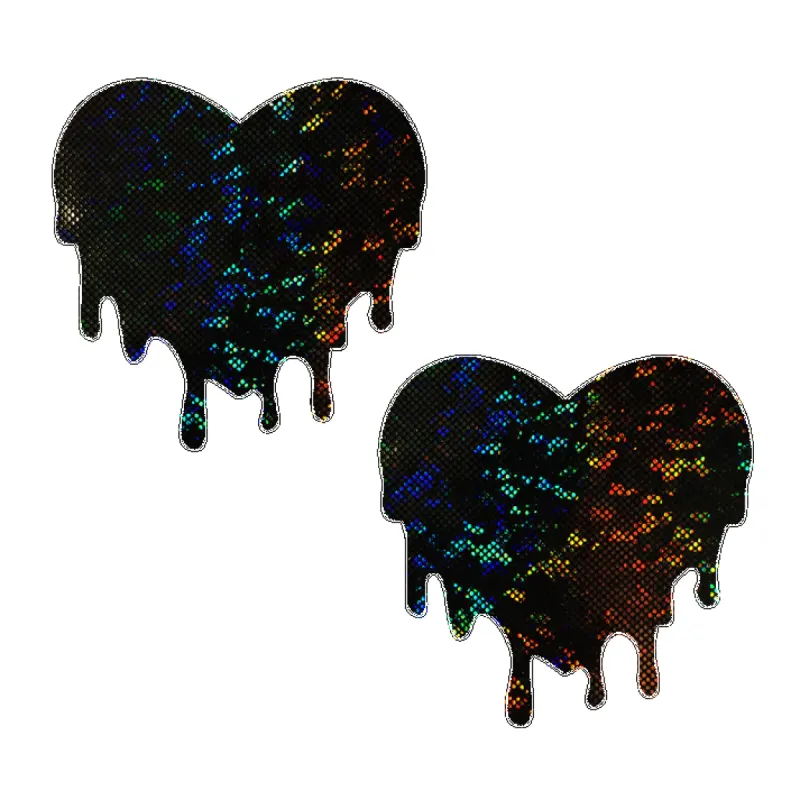 Melty Heart: Shattered Glass Disco Ball Black Melty Heart Nipple Pasties sold by Shoe Freaks