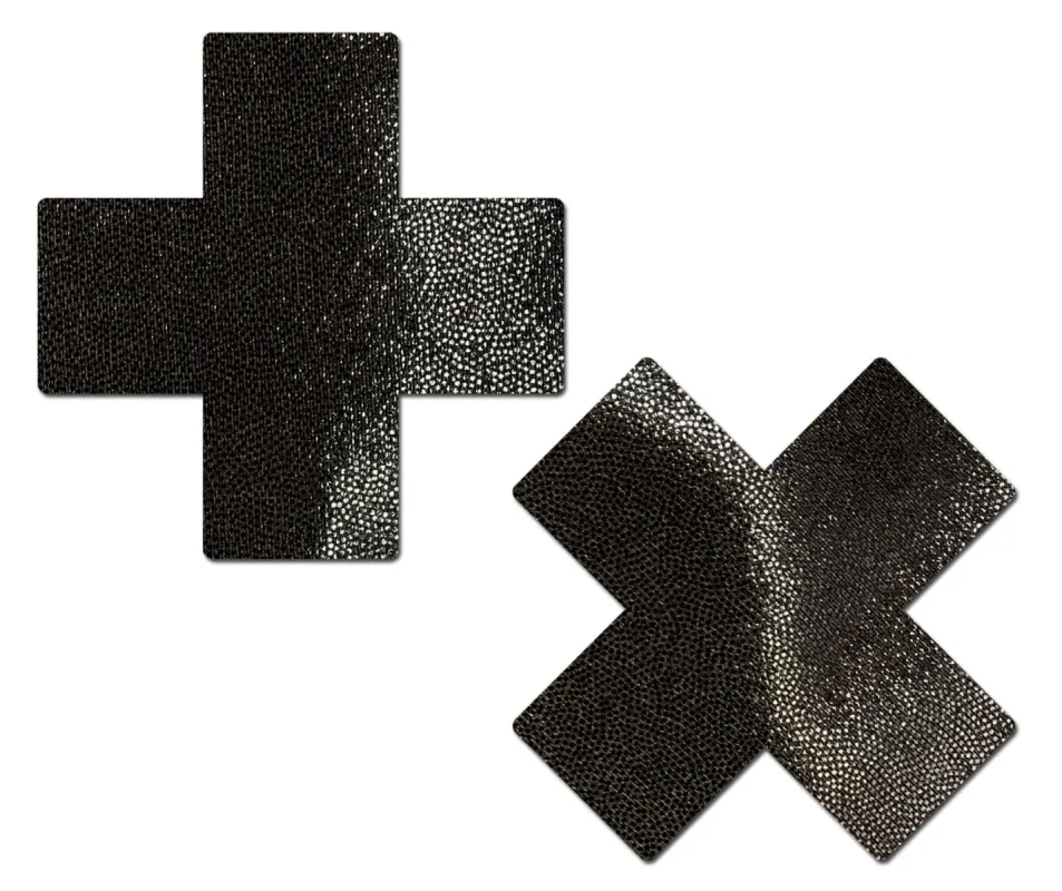 Everyday Reusable: Liquid Black Cross Reusable Nipple Pasties sold by Shoe Freaks
