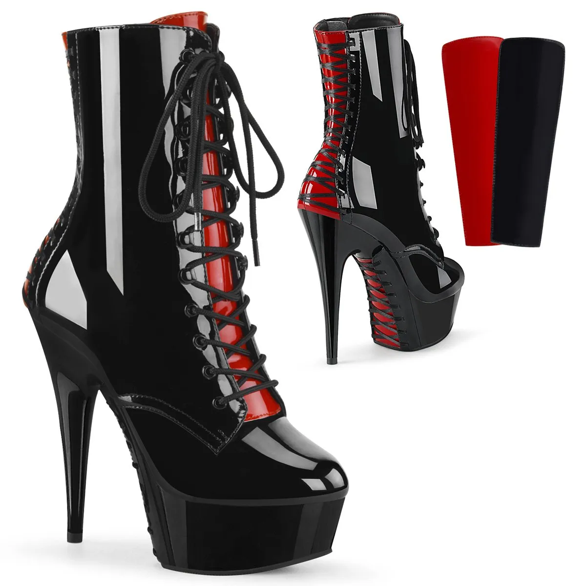 Pleaser Delight-1020FH-Black-Red-Size 7-Clearance sold by Shoe Freaks