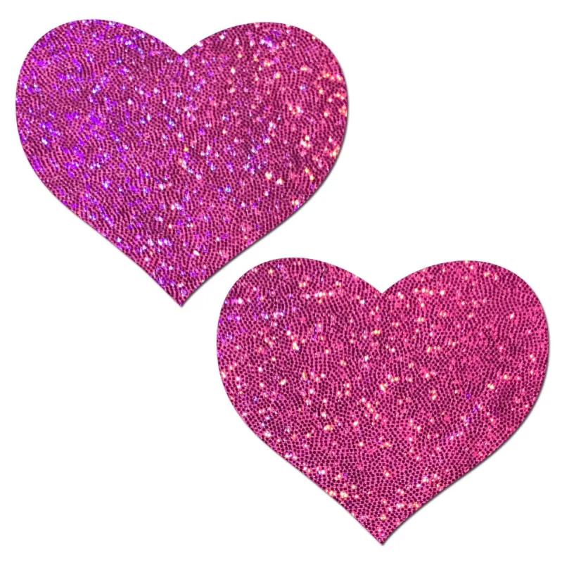 Love: Hot Pink Glitter HeartNipple Pasties sold by Shoe Freaks