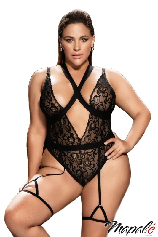 Strappy Lace Garter Teddy sold by Shoe Freaks