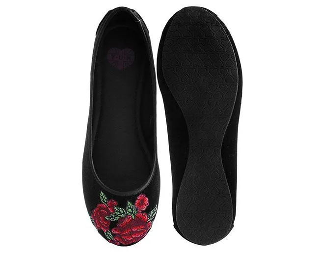 TUK-A9432L Velvet Vegan Rose Embroidered Flat sold by Shoe Freaks product image thumbnail 4