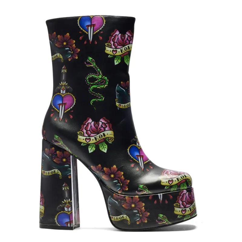 Verdict of a Serpent & Dagger Heeled Boots - Black sold by Shoe Freaks