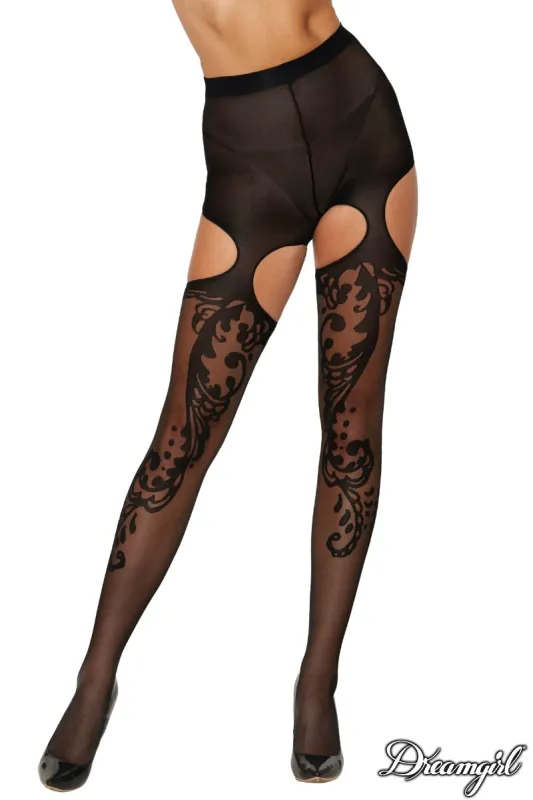 Jacquard Suspender Pantyhose sold by Shoe Freaks