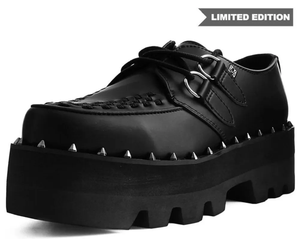 TUK A9469 Black Faux Leather Dino Lug Sole Creeper sold by Shoe Freaks