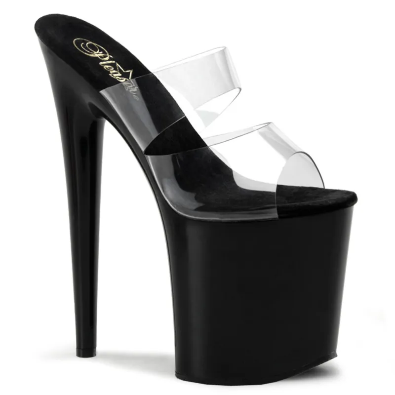 Pleaser Flamingo-802-Clear-Black-Size 8-Clearance sold by Shoe Freaks