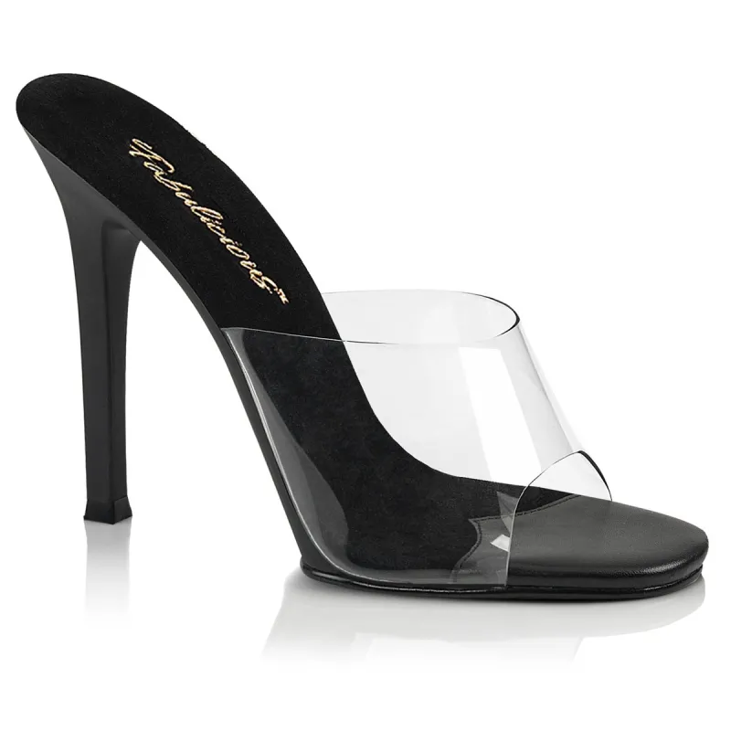 Fabulicious Gala-01-Clear-Black/Black Matte-Size 11-Clearance sold by Shoe Freaks