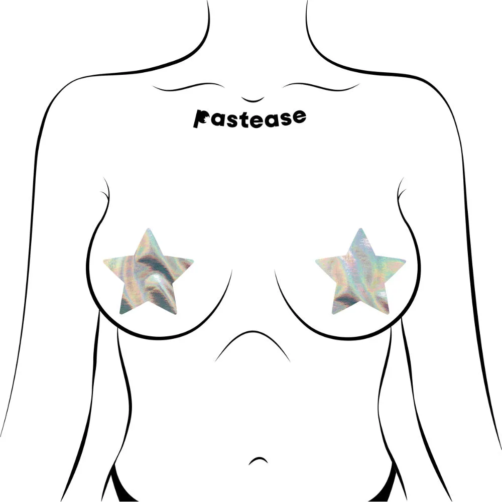 Star: Silver Holographic Star Nipple Pasties sold by Shoe Freaks product image thumbnail 3