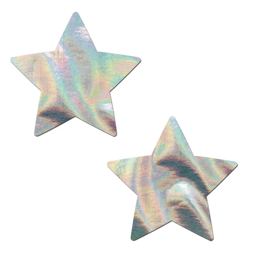 Star: Silver Holographic Star Nipple Pasties sold by Shoe Freaks