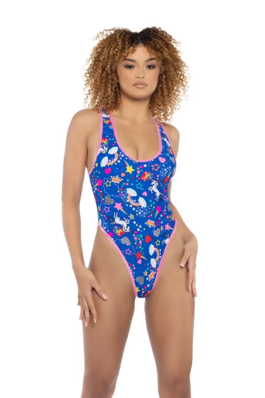 Print High-Cut Bodysuit sold by Shoe Freaks
