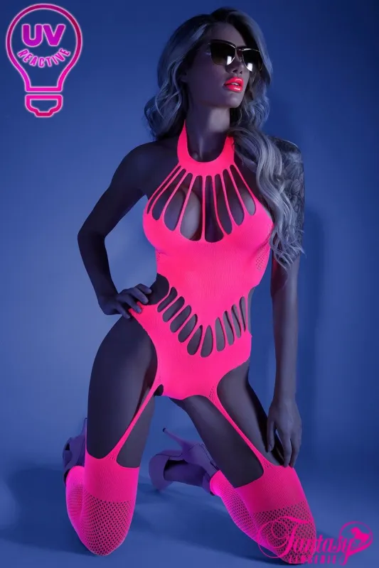 Wide Strappy Cutouts Glow Bodystocking sold by Shoe Freaks