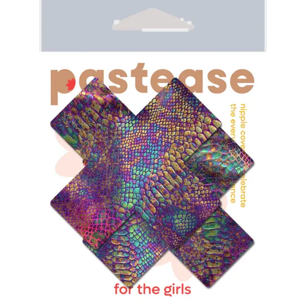 Plus X: Neon Rainbow Tie Dye Snake Print Cross Nipple Pasties sold by Shoe Freaks product image thumbnail 2