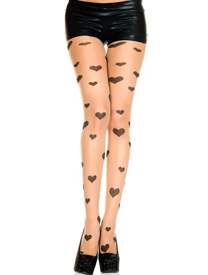 Heart Print Pantyhose sold by Shoe Freaks