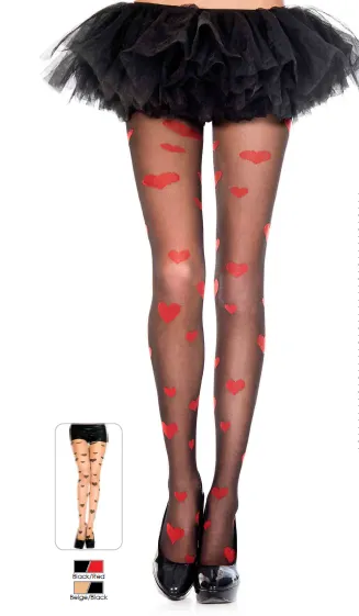 Heart Print Pantyhose sold by Shoe Freaks product image thumbnail 2