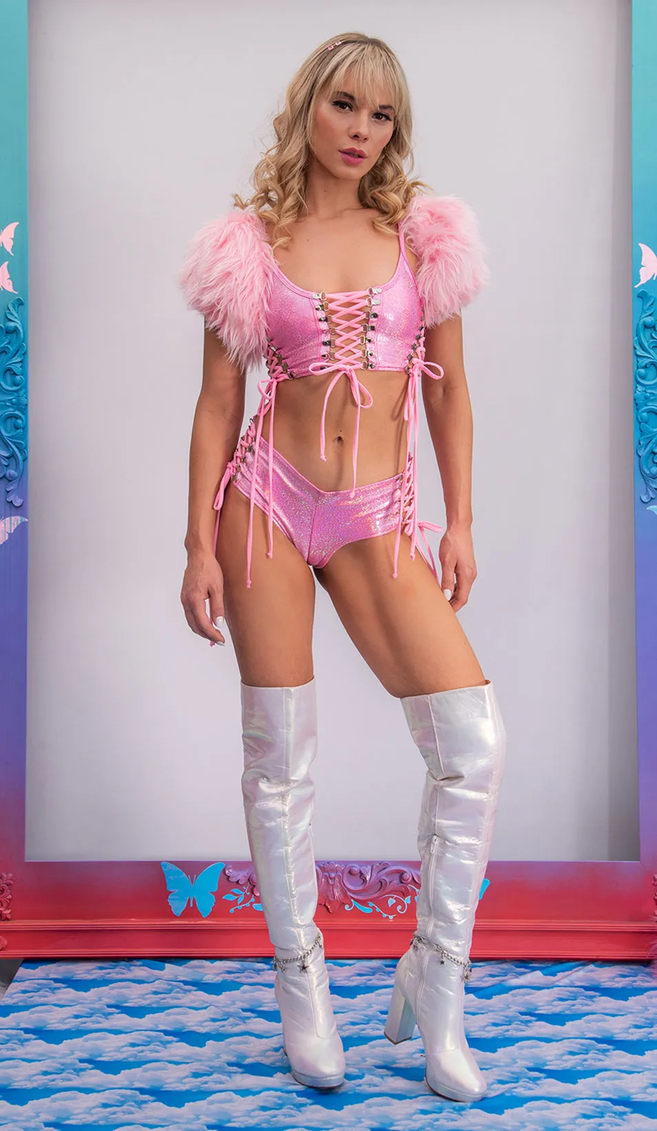 Metallic Lace-Up Top sold by Shoe Freaks product image thumbnail 4