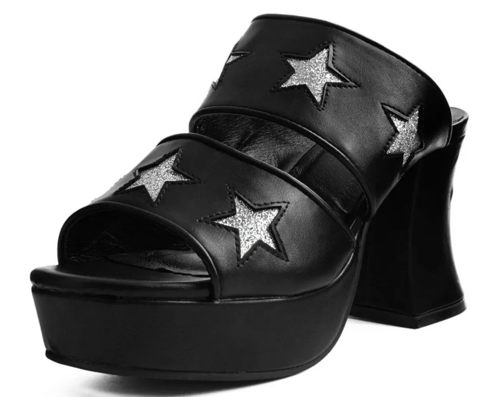 TUK A9442L Black & Silver Star Strappy Marley Heel sold by Shoe Freaks