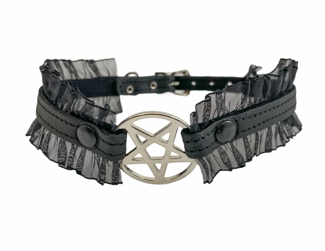 Pentagram Lace Choker sold by Shoe Freaks