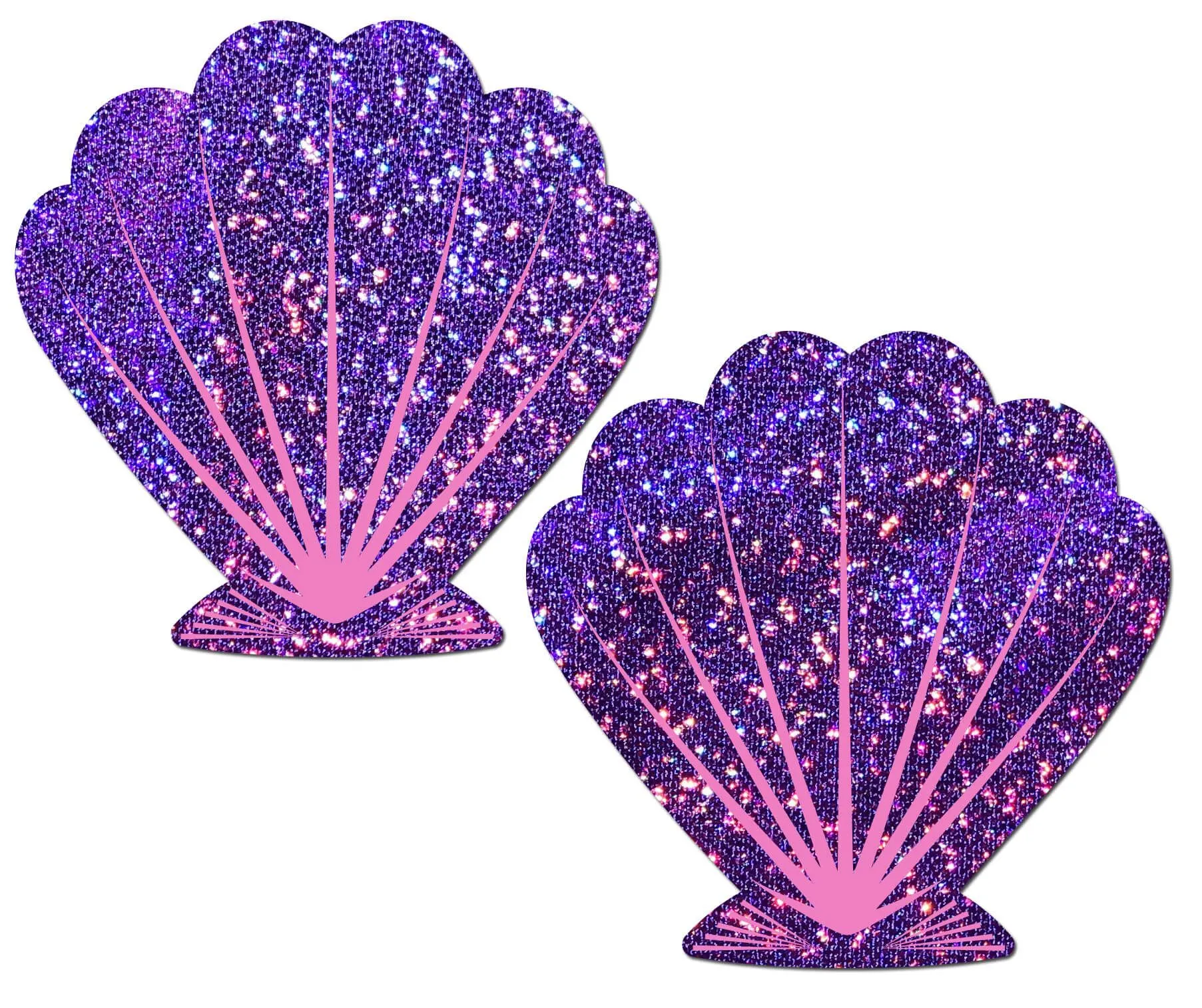 Mermaid: Glitter Purple and Pink Seashell Nipple Pasties sold by Shoe Freaks