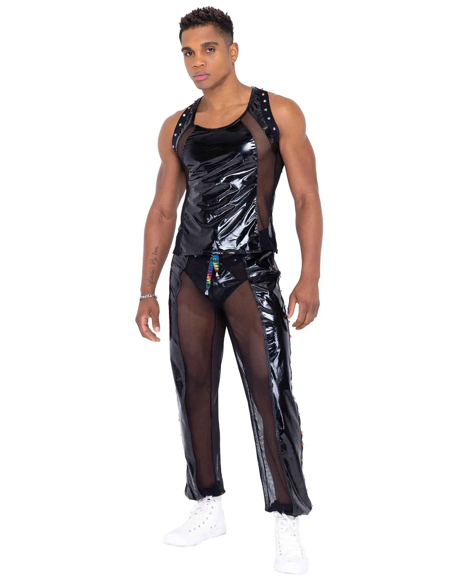 Mens Pride Vinyl Mesh Tank Top sold by Shoe Freaks product image thumbnail 3