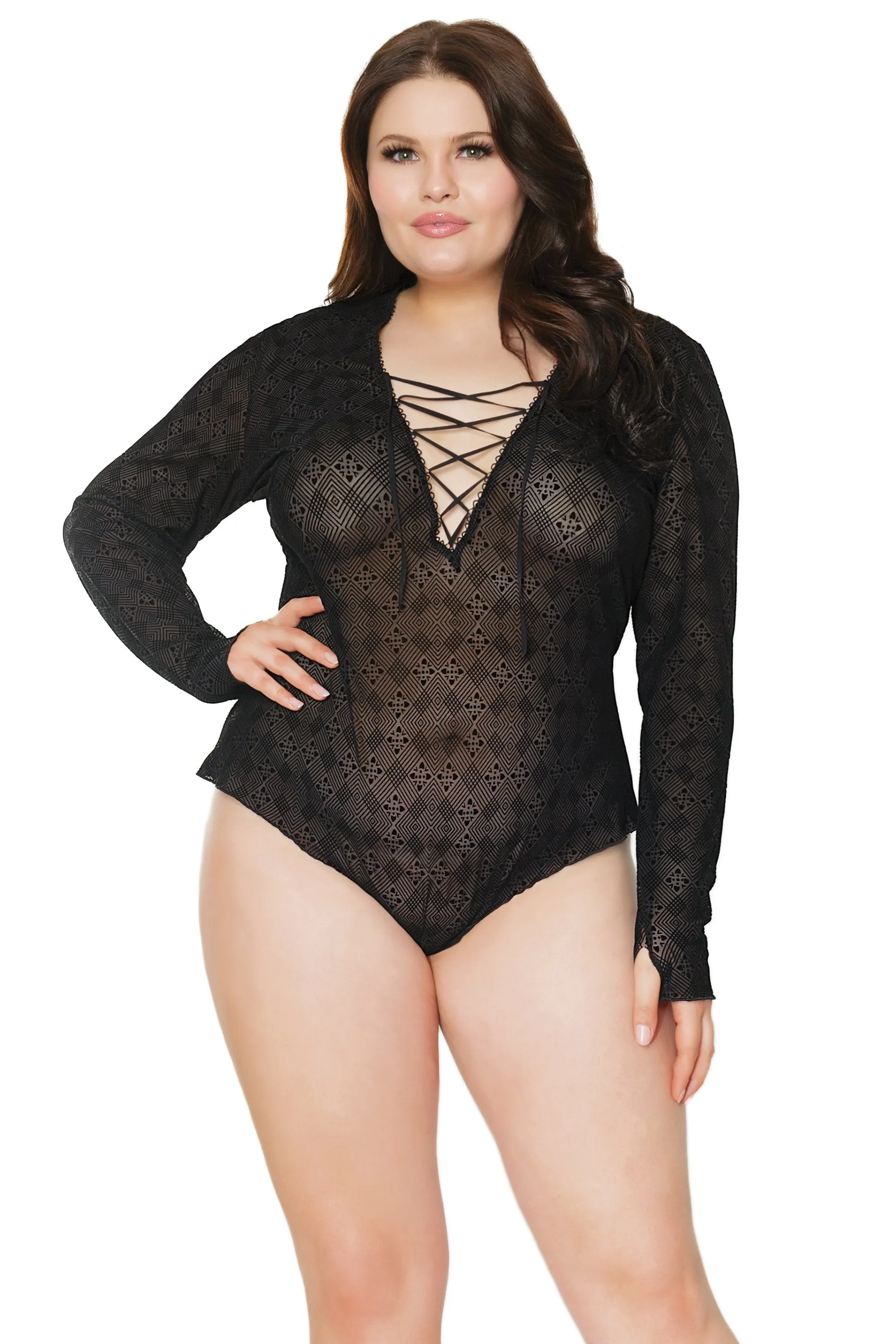 Velvet Flocked Mesh Romper sold by Shoe Freaks