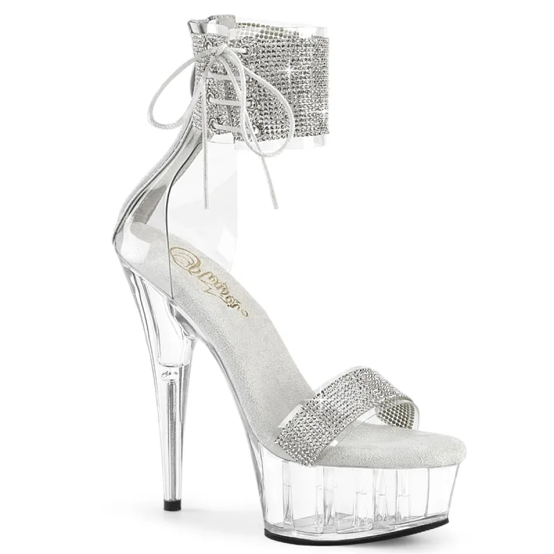Pleaser Delight-627RS-Clear-Silver/Clear-Size 11-Clearance sold by Shoe Freaks