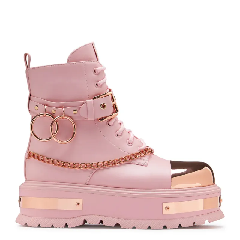 Rose Gold Borin Hardware Platform Boots sold by Shoe Freaks