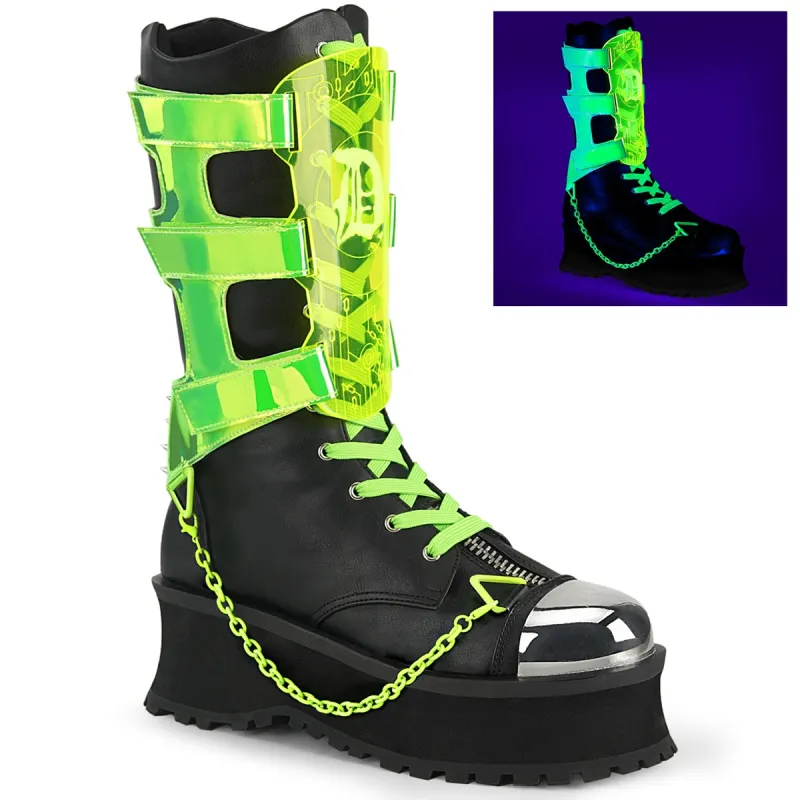 Demonia Gravedigger-255-Black/Neon Green-Size 8-Clearance sold by Shoe Freaks