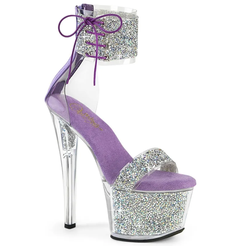 Pleaser Sky-327RSI-Lavender/Silver-Size 7-Clearance sold by Shoe Freaks