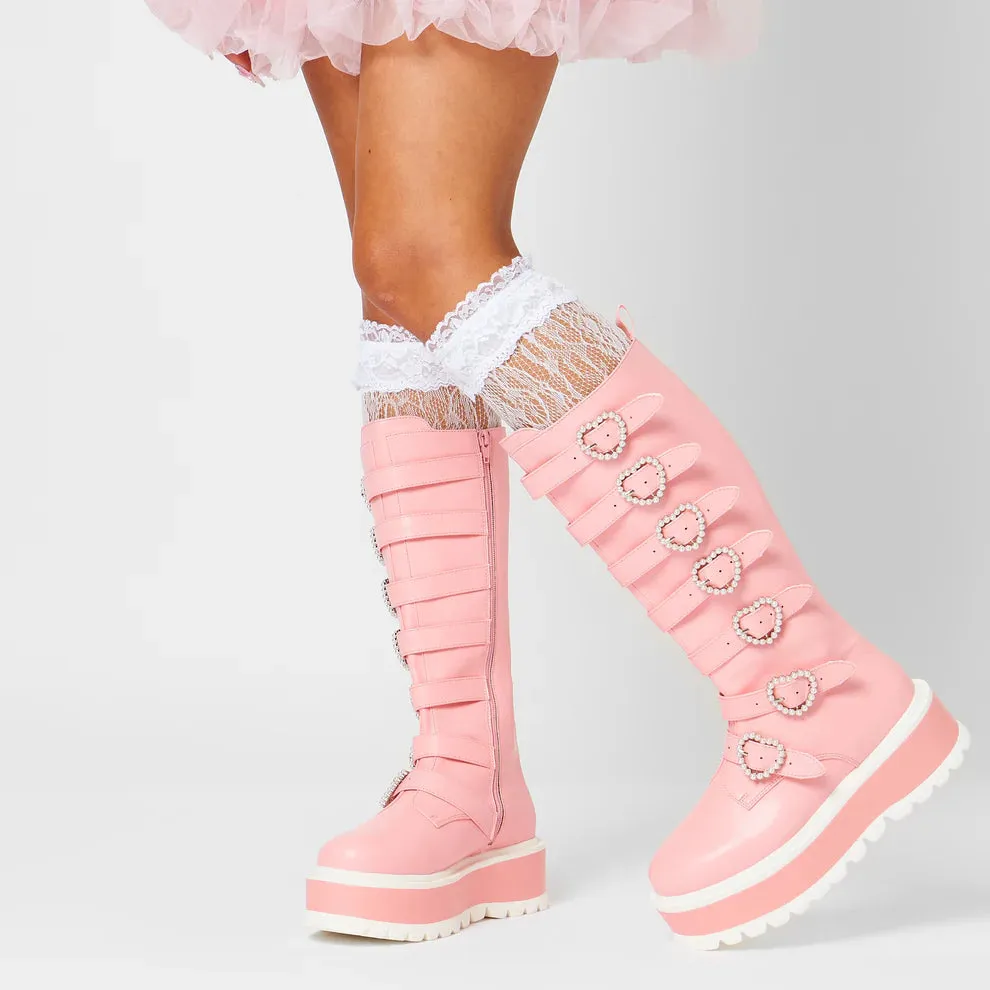 Mizuhiki Kawaii Long Pearl Buckle Boots - Pink sold by Shoe Freaks product image thumbnail 4